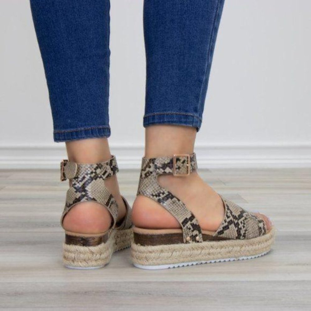 Python Snake Espadrille Platform Comfort Sandal - Picture 3 of 7